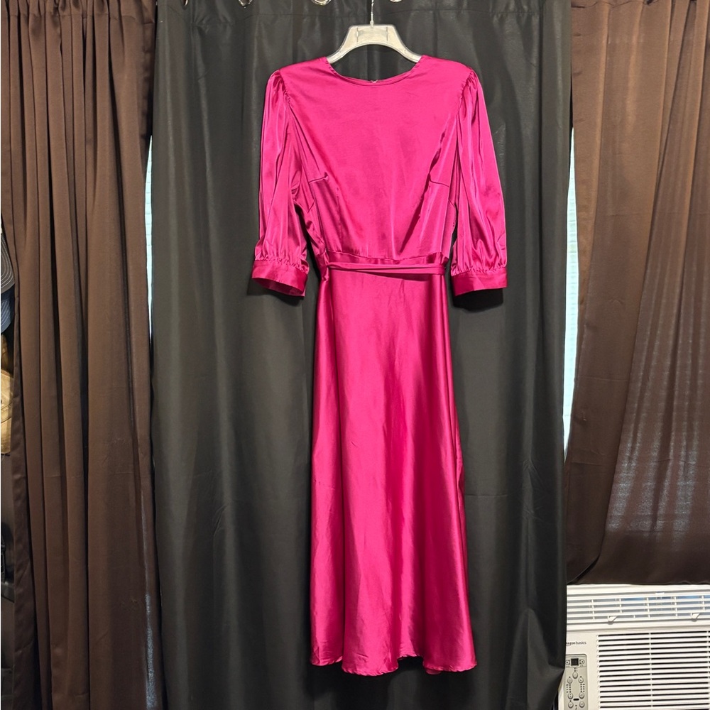 Elegant Satin Pink Women's Dress